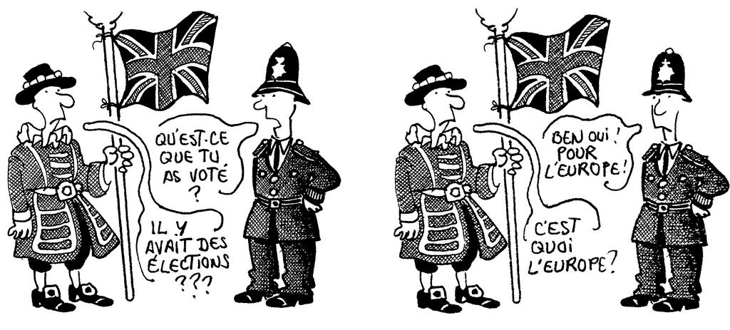 Cartoon by Plantu on the British referendum (June 1975)