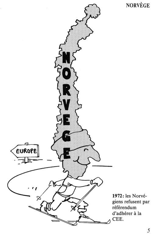 Cartoon by Plantu on the vote by the Norwegian people against accession to the European Communities (1972)