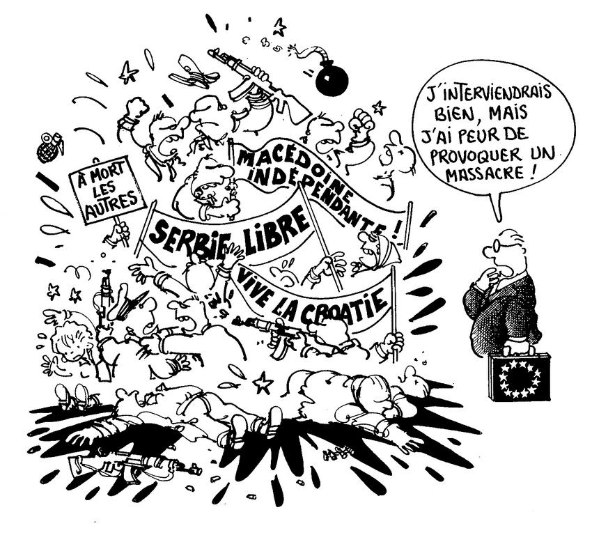 Cartoon by Plantu on the crisis in Yugoslavia (July 1991)