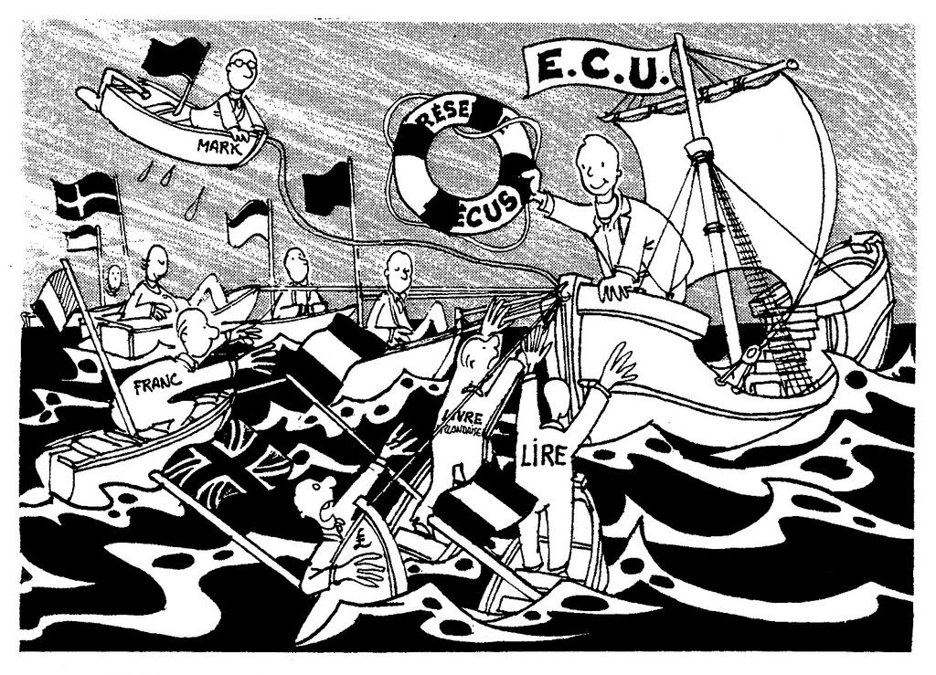 Caricature de Plantu sur la naissance de l'ECU (Mars 1979)