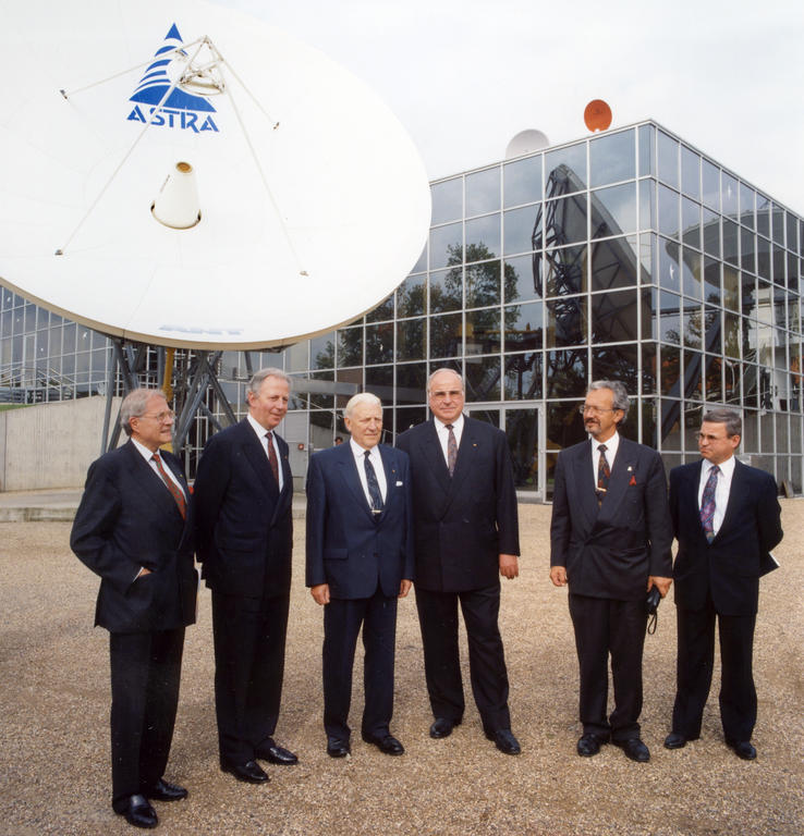 Pierre Werner, Jacques Santer and Helmut Kohl (Betzdorf, September 1992)