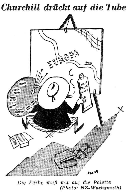 Cartoon on the importance of European integration for the Federal Republic of Germany (25 August 1949)