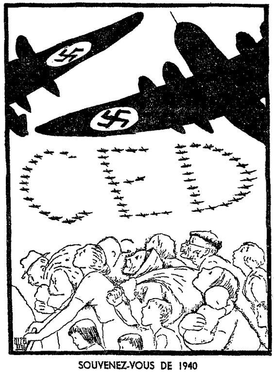 Cartoon by Mitelberg on the dangers of the EDC (31 July 1954)