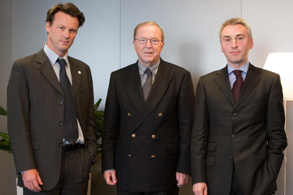 Wilfried Martens with Hervé Bribosia and Étienne Deschamps