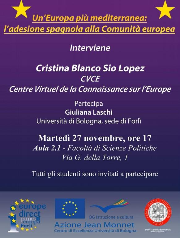 Affiche de la conference du CVCE au Centre Jean Monnet d’études européennes de l'Université de Bologne à Forlì.