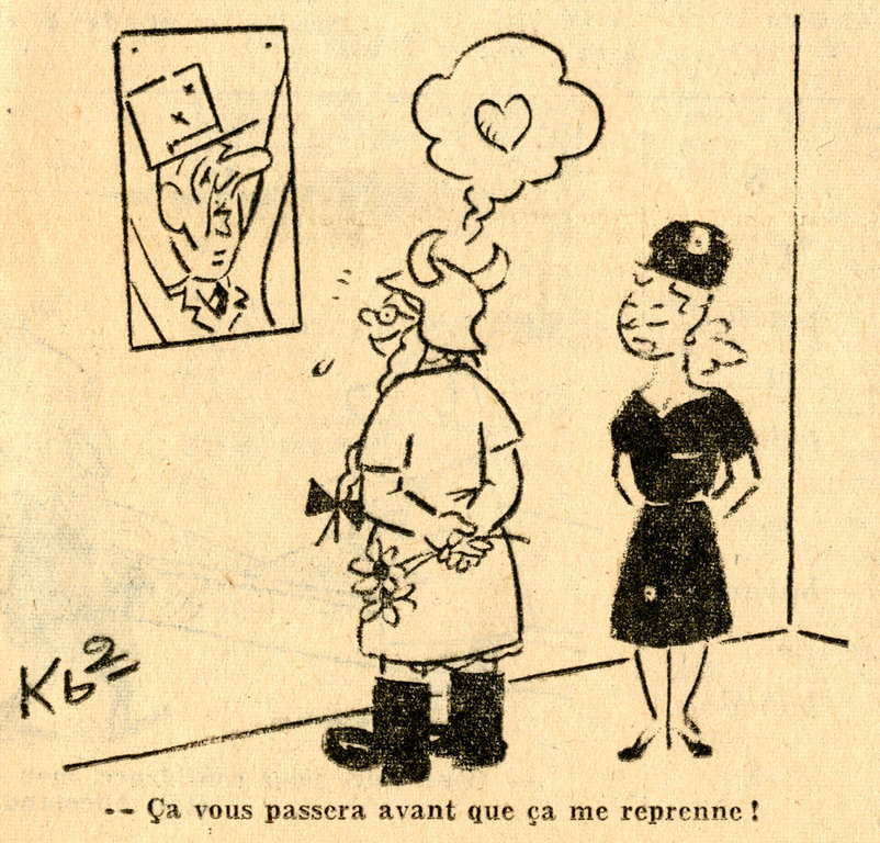 Karikatur von Kb2 zum guten Einvernehmen zwischen Frankreich und Deutschland (12. September 1962)