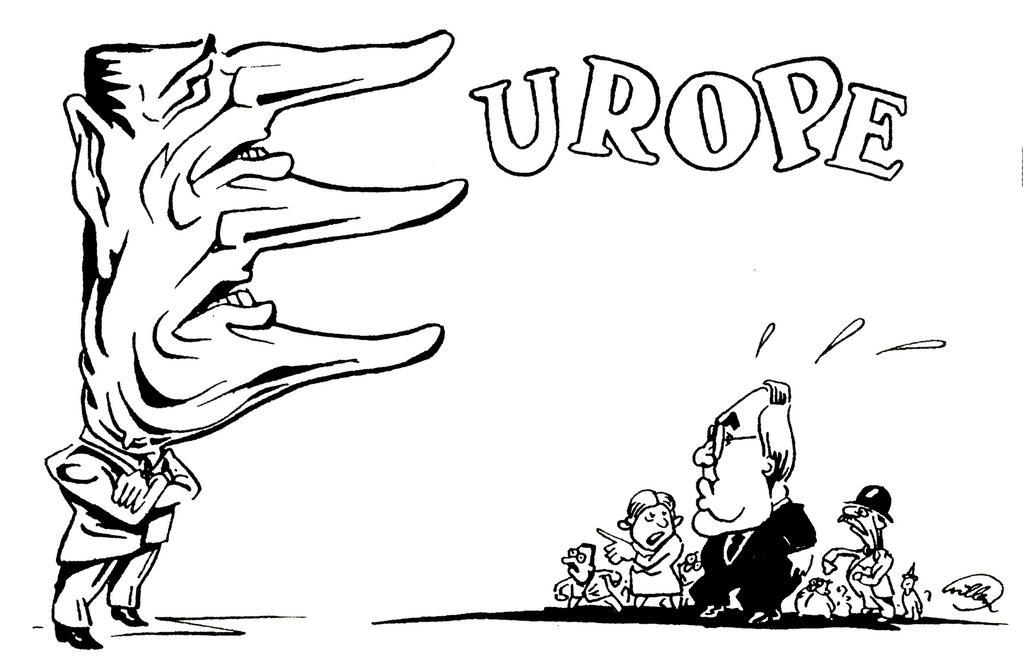 Karikatur von Willem zur schwierigen Reform der europäischen Institutionen (7. April 1997)