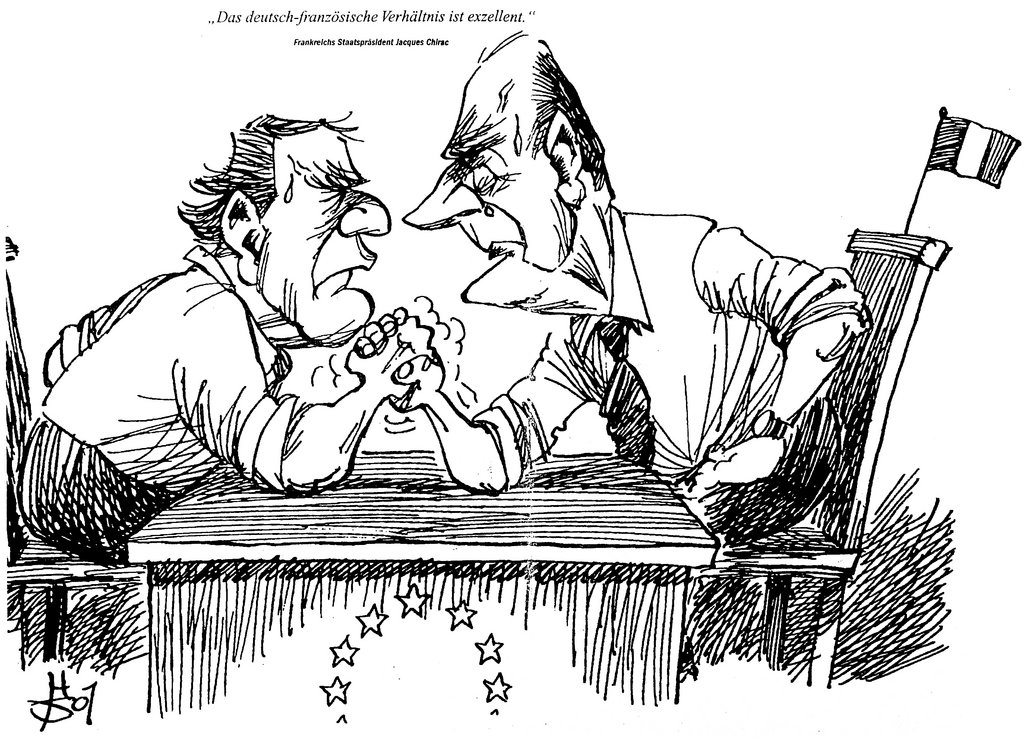 Karikatur von Sakurai zur Krise in den Beziehungen des deutsch-französischen Duos (31. Januar 2001)