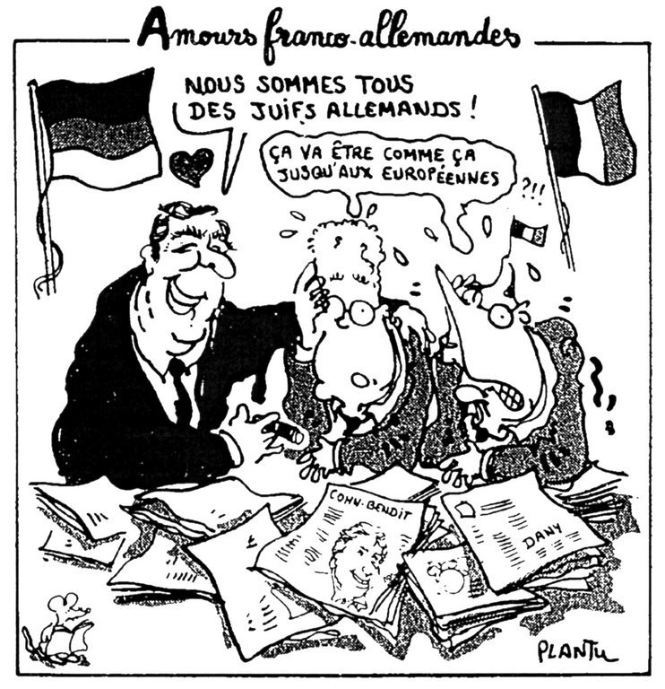 Cartoon by Plantu on the new Franco-German relationship (1 December 1998)