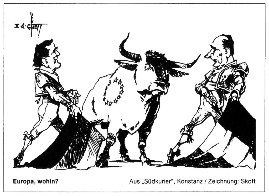 Cartoon by Skott on the question of leadership within the EU (5 February 2001)