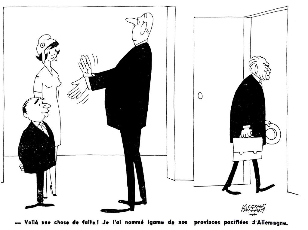 Cartoon by Faizant on the Élysée Treaty (23 January 1963)
