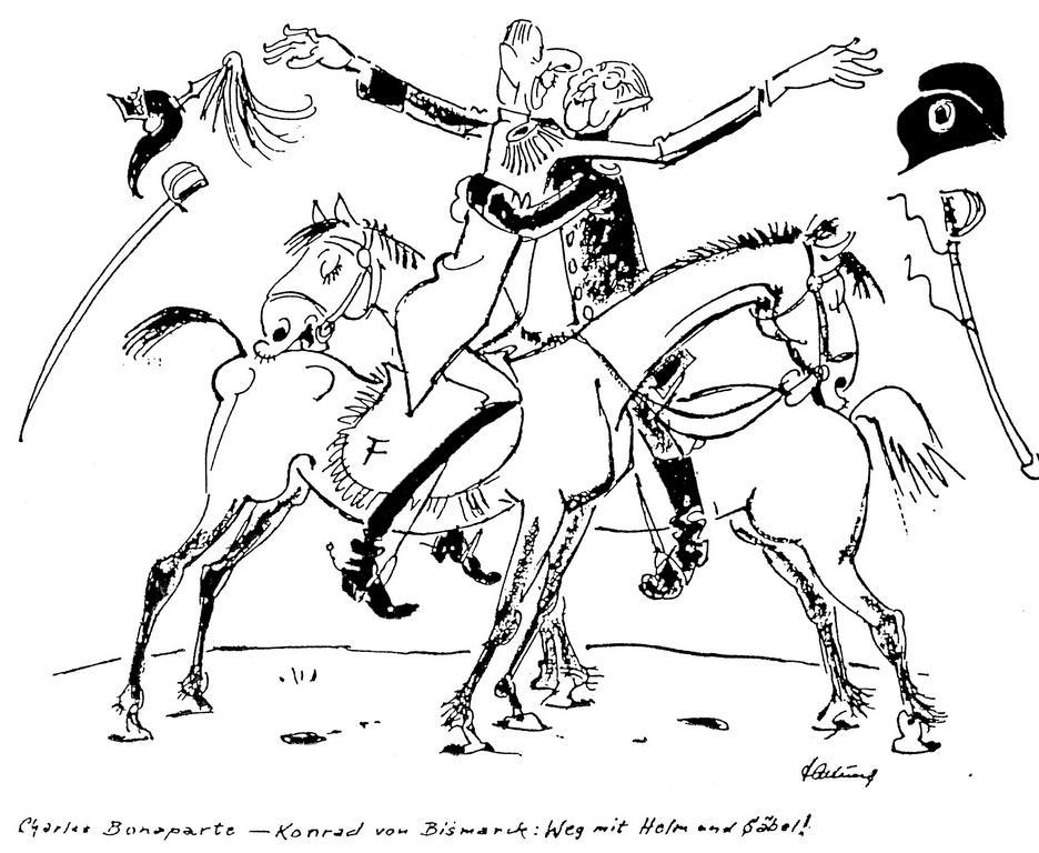 Karikatur von Hartung zu den Folgen der Unterzeichnung des Elysée-Vertrags (24. Januar 1963)