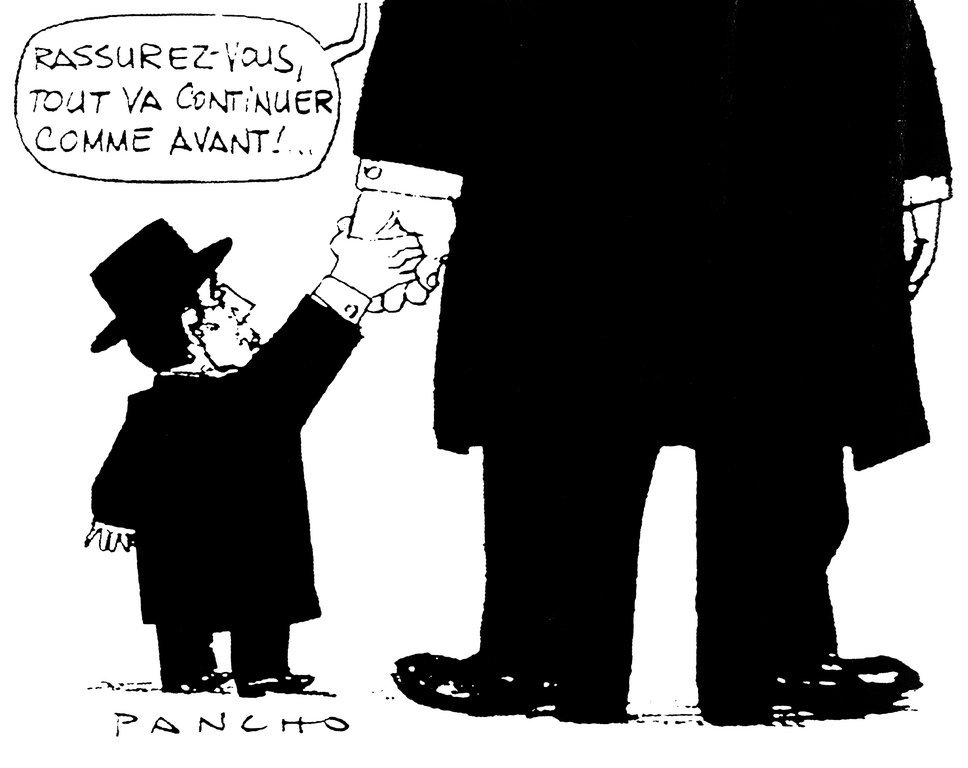 Caricature de Pancho sur les conséquences d'une possible réunification allemande (14 octobre 1989)