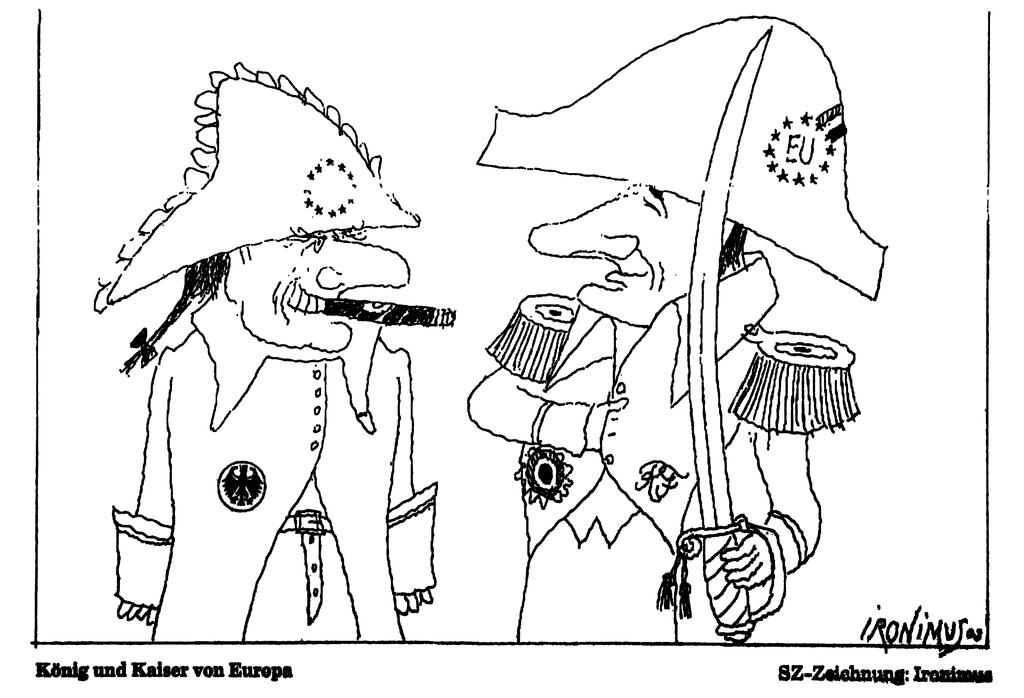 Karikatur von Ironimus zum europapolitischen Engagement des deutsch-französischen Duos (24. Januar 2003)
