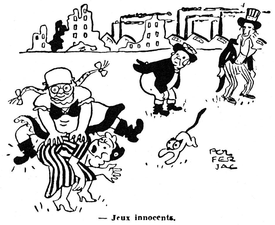 Cartoon by Ferjac on the German threat (16 November 1949)