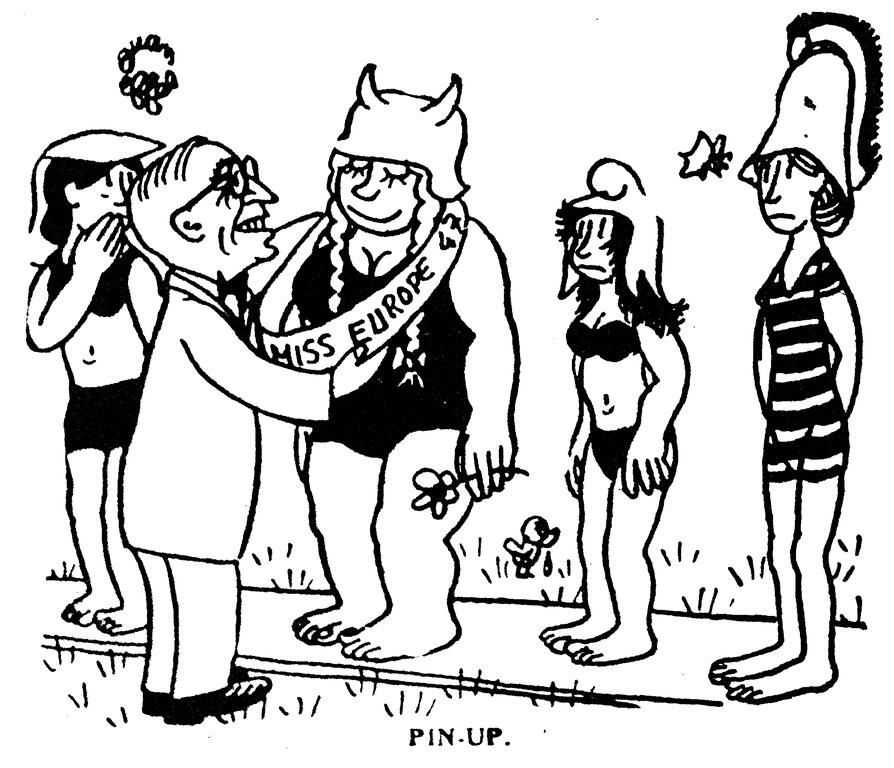 Cartoon by Effel on the dangers of a German revival (23 July 1947)