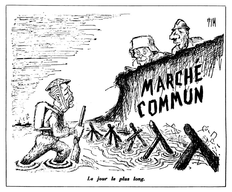 Caricature de Tim sur le couple franco-allemand et l'adhésion britannique à la CEE (13 septembre 1962)