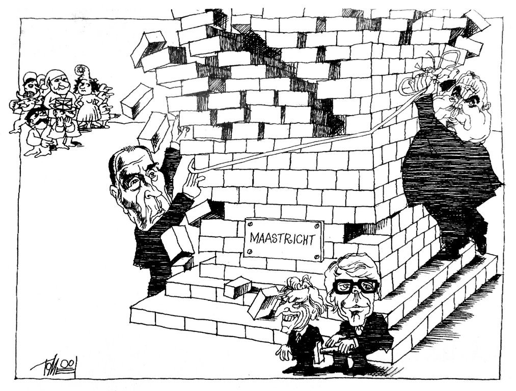 Cartoon by Tomeï on the difficult ratification of the Maastricht Treaty (26 September 1992)