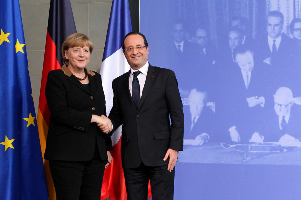 Angela Merkel und François Hollande anlässlich des 50. Jahrestags der Unterzeichnung des Élysée-Vertrags (22. Januar 2013)