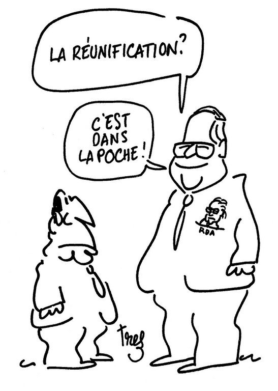 Caricature de Trez sur la France et la réunification allemande (16 février 1990)