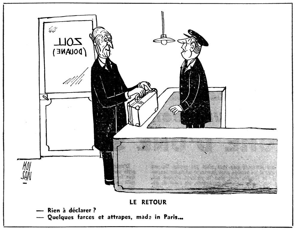 Caricature de Moisan sur la portée historique du traité de l'Élysée (23 janvier 1963)