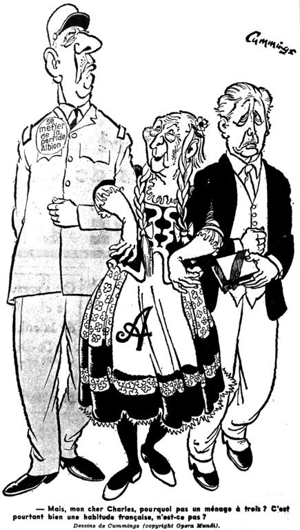Cartoon by Cummings on the Franco-German partnership and the British question (22 January 1963)